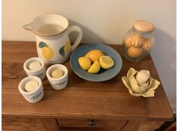 Laurie Gates Lemon Pitcher, Lemon Floating Candles & More