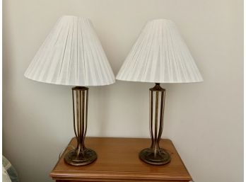 Pair Oil Rubbed Bronze Lamps With Beautiful Pleated Shades