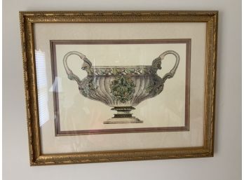 Lovely Framed Urn Print Double Matted In Mauve And Gold