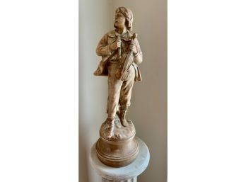 Boy Playing Violin Statue On Pedestal