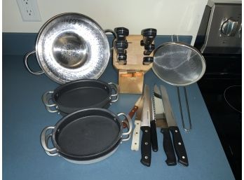 6 Farberware Professional Knives & Knife Block & Much More