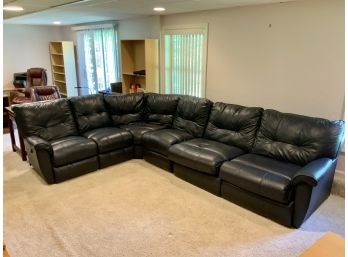 Awesome Leather Sectional W/Sleeper And Recliner
