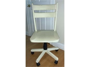 Wood Pier One Distressed White Office Chair
