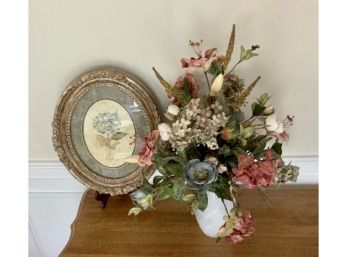 Framed Hydrangea Print & Flower Arrangement