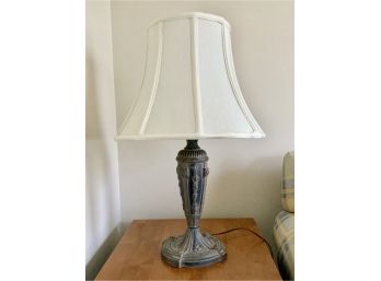 Beautiful Rubbed Bronze Lamp With Nice Fabric Shade