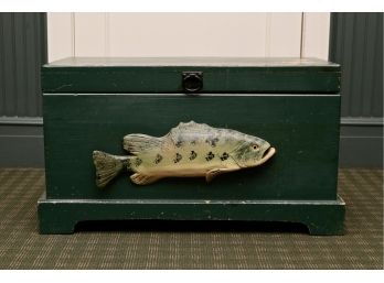 Cedar-Lined Distressed Hunter Green Small Fish Embellished Chest