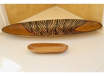 Set Of 2 Decorative Teak Wood Table Embellishments