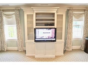 Antique White Custom 3 Piece Media Center Wall Unit With Frosted Doors And Multiple Shelving. 40” Sony Television Bravia Series  Model KDL - 40EX401 Included