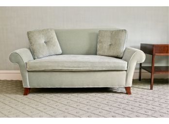 Stylish Clean Seafoam Green One Cushion Sofa With Tone-on-Tone Corded Pillows