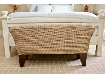 Elegant Basketweave Fabric Bench In Warm Brown Hues