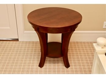 Round Multipurpose Wood Andes Table With Sabre Legs And A Round Bottom Shelf