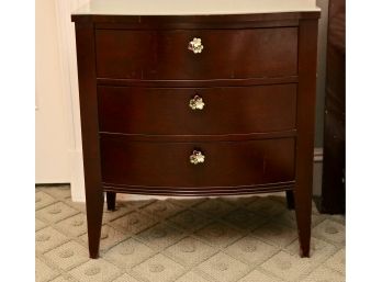 Set Of 2  Ethan Allen Contemporary Cherry 3 Drawer Night Stands With  Dazzling Enameled Flower Knobs And Protective Frosted Glass Top