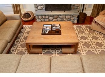 C-Shaped Square Grey Washed Wood Coffee Table