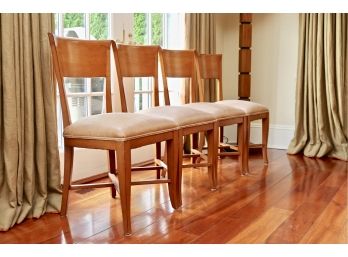 Set Of 4 Biedermeier Style Side Chairs With Soft Leather Upholstered Seat