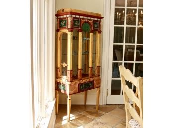 Eric Landsdown San Francisco 1995 Hand-painted Roman Temple Inspired Curio Cabinet