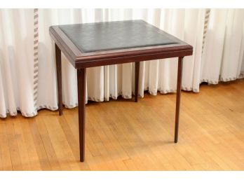 Folding Square Table With Leather Insert