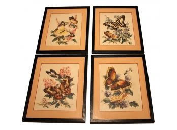 Vintage 1940s A.W. Blair Floral And Butterfly Framed Prints