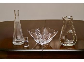 Metropolis By Tiffany & Co. Square Ribbed Bowl And Matching Decanter Plus More
