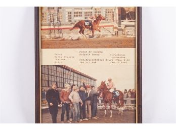 Framed Photos Of Racehorse 'Pynch My Kooner' At Suffolk Downs, 1985