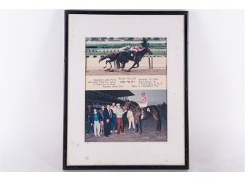 Framed Photos Of Racehorse 'High Policy' At Aqueduct Racetrack, 1989