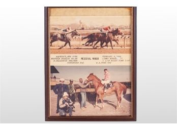 Framed Photos Of Racehorse 'Medieval Manor' At Aqueduct Racetrack, 1984