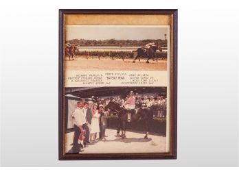 Framed Photos Of Racehorse 'Bateau Road' At Belmont Park, 1984