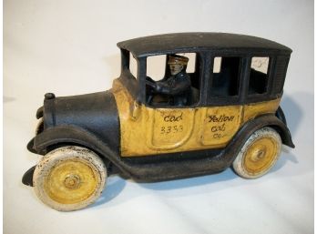 Incredible Antique ? Vintage ? Cast Iron Taxi - Great Paint - VERY COOL PIECE !