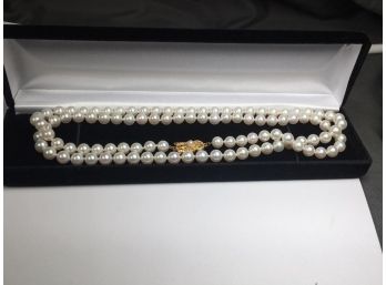 Stunning MIKIMOTO Pearl Necklace 30' Strand W/18KT Clasp - Paid $6,500