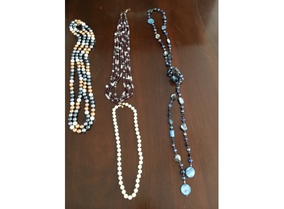 One Pearl Necklace And Other Assorted Necklaces