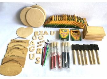 New Art Supplies: Crayons, Paint Brushes, Wood Plaques & More