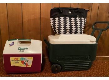 3 Igloo Coolers: Wheelie Cool 42, Playmate Elite & Insulated Shoulder Bag