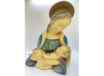 Religious Chalk Ware Figurine, Madonna & Baby Jesus By Roman Art Company