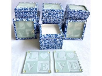 New In Box Glass Love Coasters By Kate Aspen, 37 Boxes With 2 Per Box