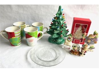 Lenox Light Up Christmas Tree, Oneida Mugs & Other Christmas Decorations