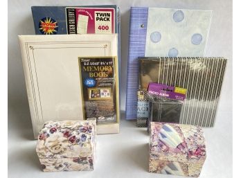 6 New Photo 7 Scrapbooking Albums & Two Floral Keepsake Boxes