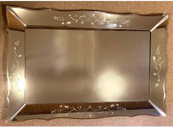 Mid Century Modern Large  Etched Glass Mirror