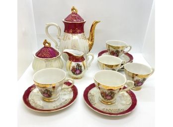 Vintage Porcelain Tea Set With Gold, Crown Mark From Japan