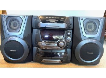 Vintage Panasonic CD Stereo System SA-AK25 With 5 CD Changer, Tape Deck & Sub Woofer, 1980s