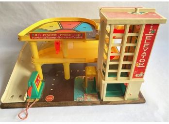 Vintage Fisher Price Parking Ramp Service Center 930 With Elevator, 1970s