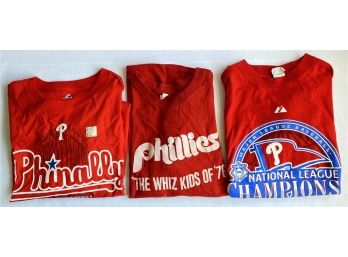 Vintage 1976  Philadelphia Philies Large Baseball T-Shirt & 2 New Phillies Tees: Medium & Large