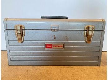 Vintage Sears Craftsman Metal Tool Box With Tools