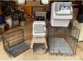 Large Deluxe Pet Porter Dog Crate, 2 Blitz Stack N Store Food Storage Bins & Smaller Dog Crate