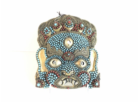 Brass Mask With Beaded Accents