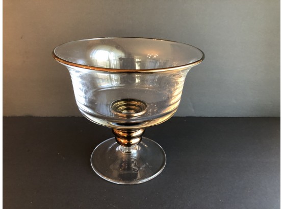 Footed Compote With Dark Gold Stem