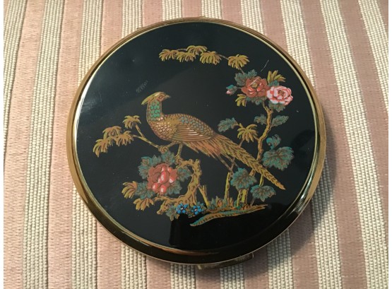Signed Stratton Compact With Peacock Detail