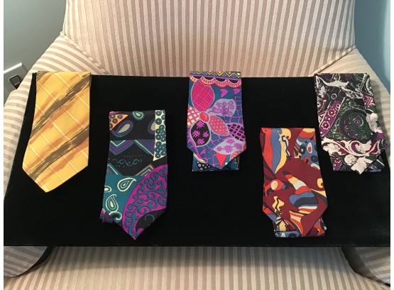 Lot Of Five Colorful Silk Ties - Brand New - Lot #5