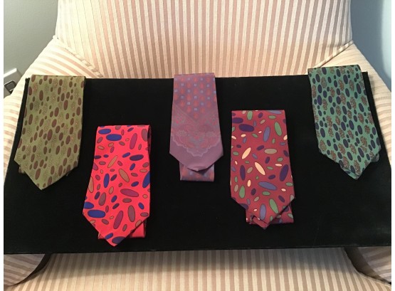 Lot Of Five Colorful Silk Ties - Lot #7