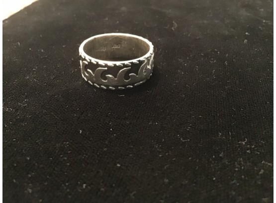 Signed Sterling Silver Ring/Band With Cool Incised Design