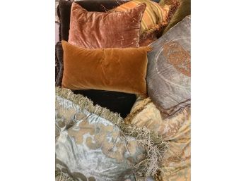 Mixed Lot Of Velvet And Silk Accent Pillows