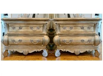 Pair Of MARGE CARSON 'Victorian Inspired' Bedside Dressers With Granite Inlay